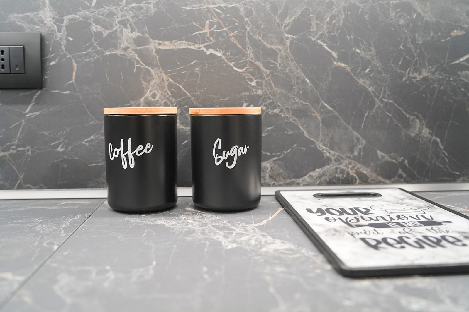 Kitchen coffee and sugar canisters